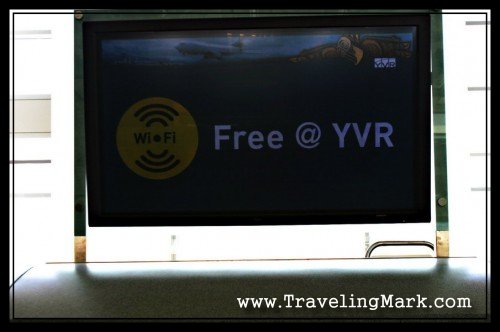 Large Flat Screen TV Advertising Free WiFi at YVR