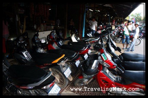 Motorcycles Parked by Phsar Chas - Old Market in Siem Reap