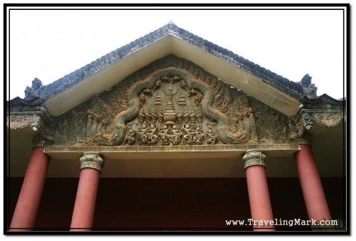 Photo: The Carved Gable on Top of Center for Khmer Studies Building