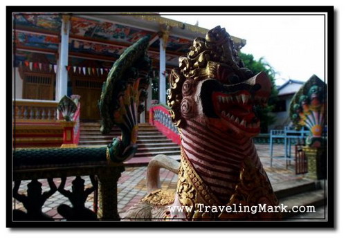 Photo: Lion and Naga - Multiheaded Serpent at the Steps to Wat Keseram