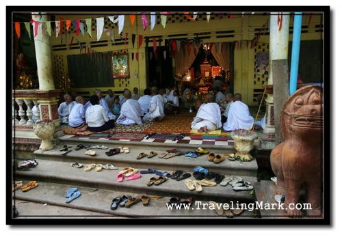 Photo: Buddhists Commemorating Pchum Ben Festival at Wat Kesararam Prayer Hall