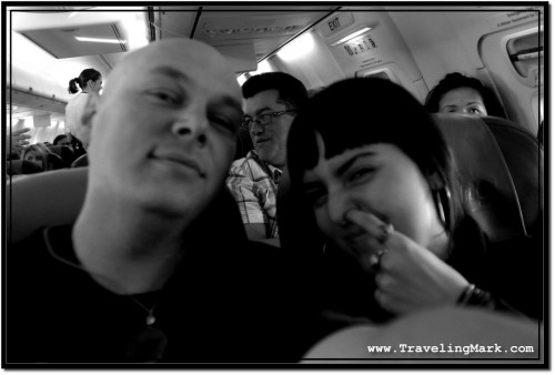 Photo: Me and My Friend Barb Traveling Together to Cuba. Picture Taken on a Plane to Varadero
