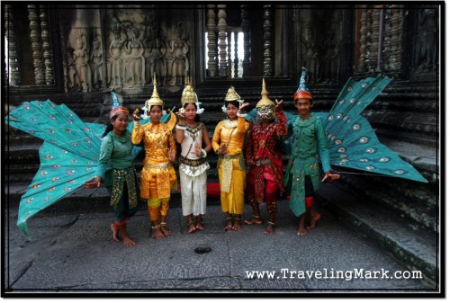 Photo: Apsara Group in Traditional Khmer Dresses at Angkor Wat