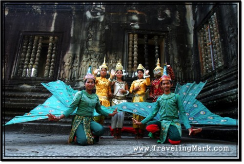 Photo: Apsara Group Posing for a Picture at Central Temple of Angkor Wat