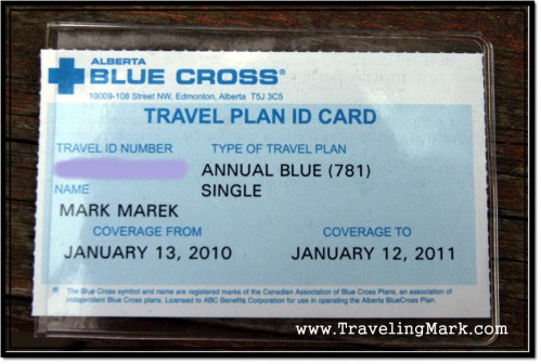 Photo: My Blue Cross Canada Travel Insurance Card for 2010/2011