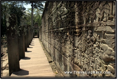 Photo: Extensive Bas Reliefs Covering Bayon's Exterior Wall