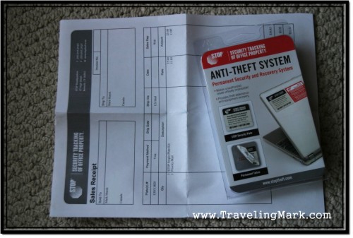 Photo: The Package Contained Stop Theft Kit and Sales Receipt