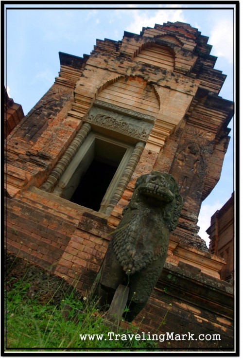 Photo: Prasat Kravan Central Tower Has Doors Flanked by Guardian Carvings and Stone Lions Guarding the Stairs