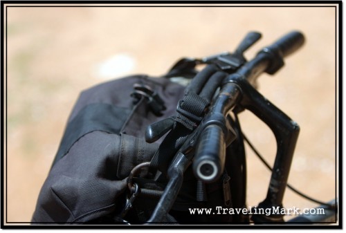 Photo: Bag Handle Stretches Just Enough to Go Over The Gears to Stay Safely Attached to the Bars