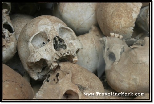 Photo: Skulls of People Killed During the Khmer Rouge Genocide from Wat Thmei, Siem Reap Photo: Skulls of People Killed During the Khmer Rouge Genocide from Wat Thmei, Siem Reap