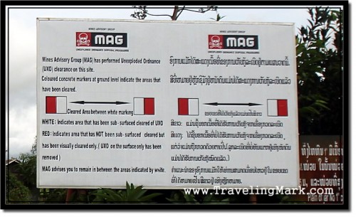 Photo: UXO Warning by Mines Advisory Groups at Plane of Jars, Xieng Khouang Province, Laos Photo: UXO Warning by Mines Advisory Groups at Plane of Jars, Xieng Khouang Province, Laos
