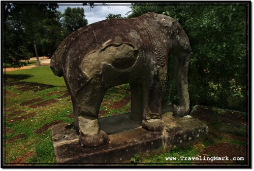 Photo: Elephant Carved Out of Single Piece of Stone at the Base of East Mebon Temple