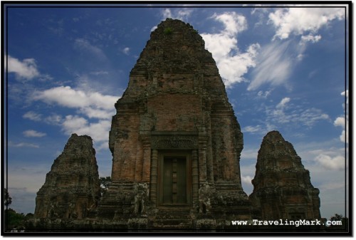 Photo: East Mebon Central Tower is In the Middle of Square Platform with Smaller Towers in Each Corner