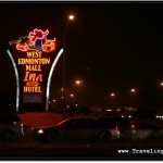 Photo: Sign on the Corner Marking West Edmonton Mall at Night