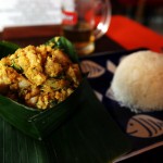 Curry Fish Served in a Banana Leaf with Rice – My First Meal in Cambodia