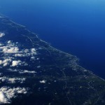 Wide Angle View of South Korean East Coast from the Air