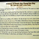 History of Preah Ang Chang-han Hoy on the Board by the Temple Entrance