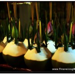 Decorated Green Coconut for Sale at Royal Independence Gardens as Offering to Buddha