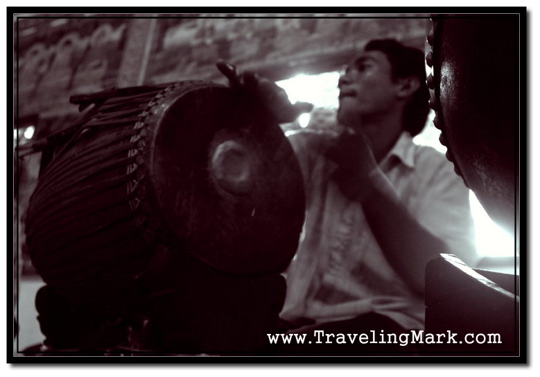 Photo: Sampho Drummer Playing Part on One Head of the Drum