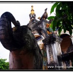 Statue of Elephant at the Stairs Leading to Wat Bo Main Temple