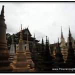 Photo of Stupas at Wat Bo Ground with Main Pagoda in the Background