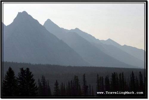 Photo: Canadian Rocky Mountain Peaks Hazed in Early Morning Mist