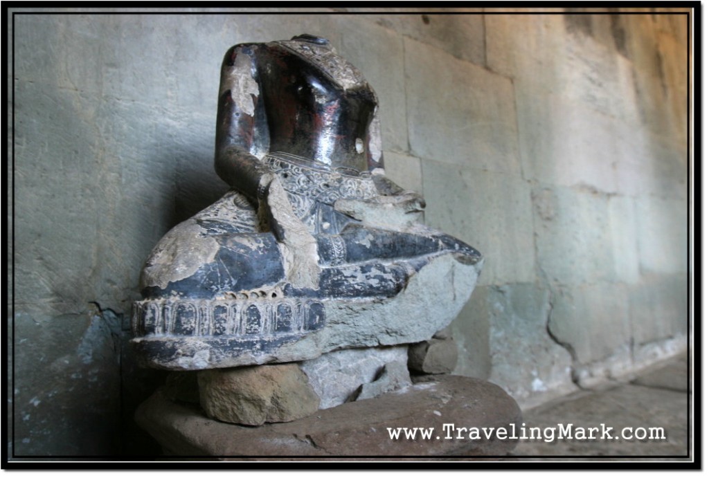 Photo: Ancient Statue of Buddha in the Hallways of Angkor Wat