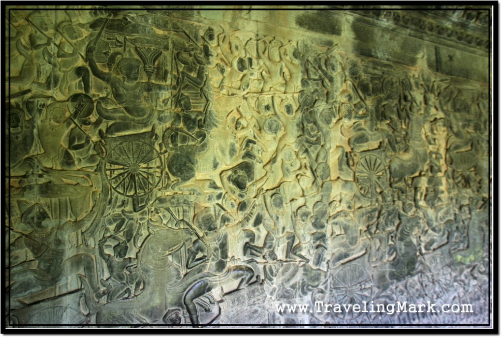 Photo: Bas Relief Depicts the Battle of Kuru Against Armies of Cham Lead by Angkor Wat Founder Suryavarman II