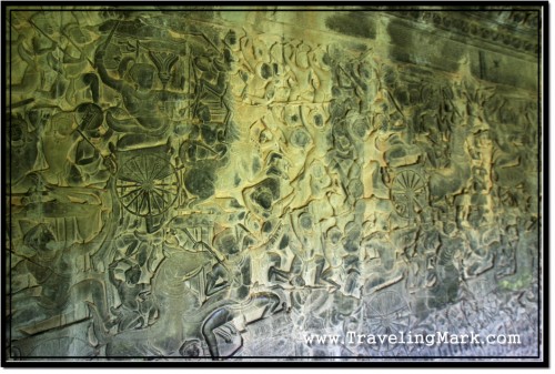 Photo: Bas Relief Depicts the Battle of Kuru Against Armies of Cham Lead by Angkor Wat Founder Suryavarman II