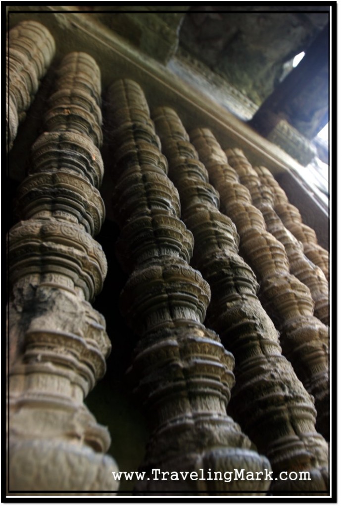Photo: Carved Stone Bars Protecting Glassless Windows of Angkor Wat