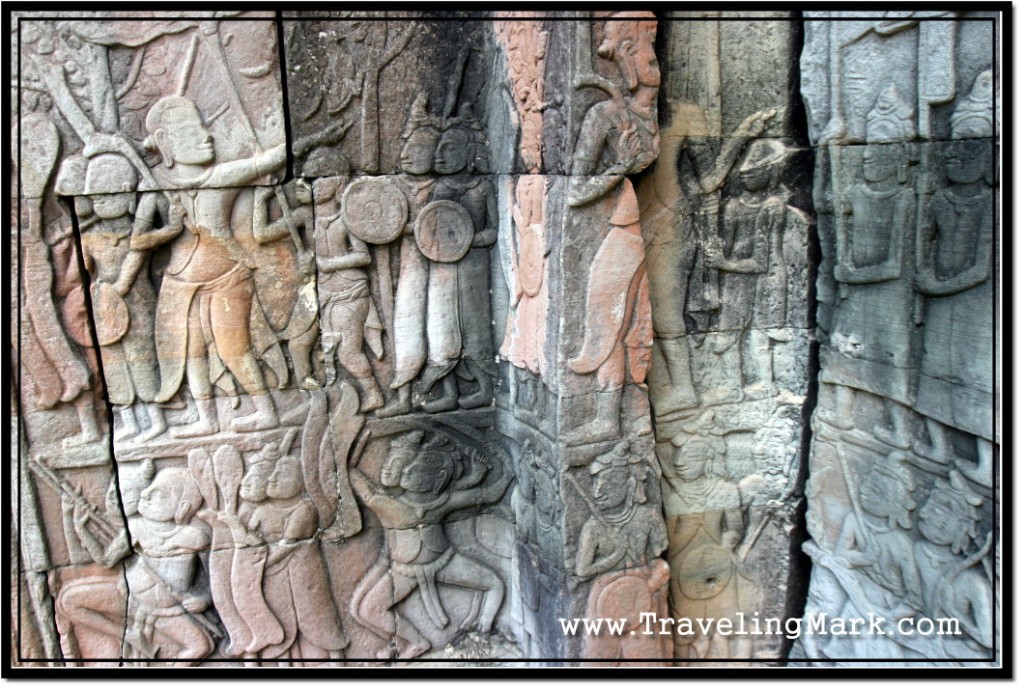 Photo: Bas Reliefs on the Interior Wall of Bayon Temple