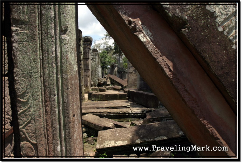 Photo: Ancient Stones of Bayon Leaning Collapsed Against One Another