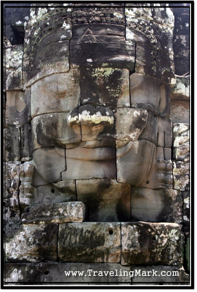 Photo: Bayon Face Tower Discolored as the Centuries Went By