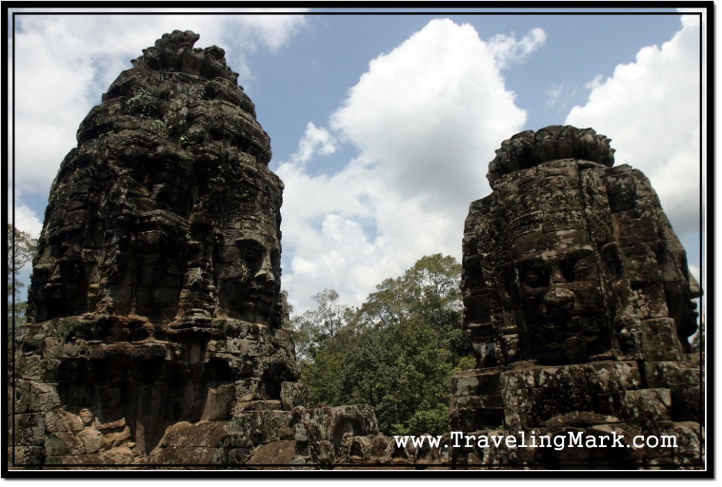 Photo: Face Towers of Bayon Guarding Angkor Thom of Ancient Cambodia