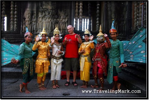 Photo: Trying Awkward Hand Poses with the Apsara Group at Angkor Wat