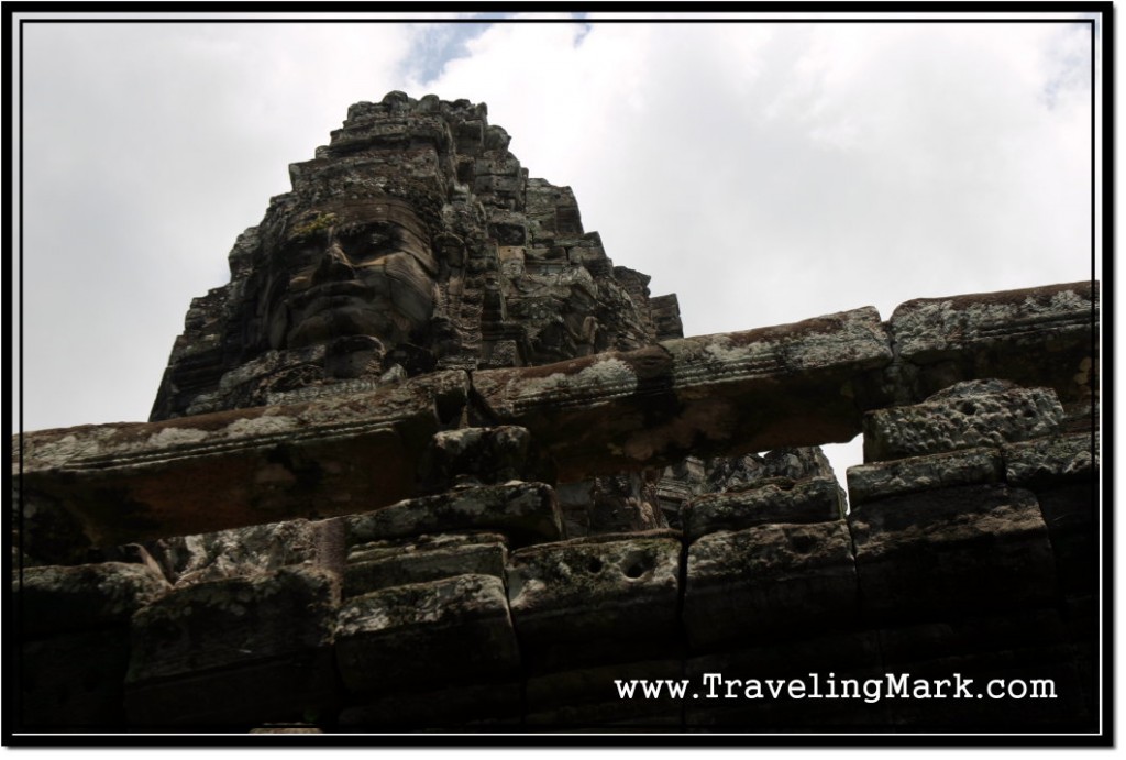 Photo: Looking Up for a Glimpse of a Face Tower of Bayon