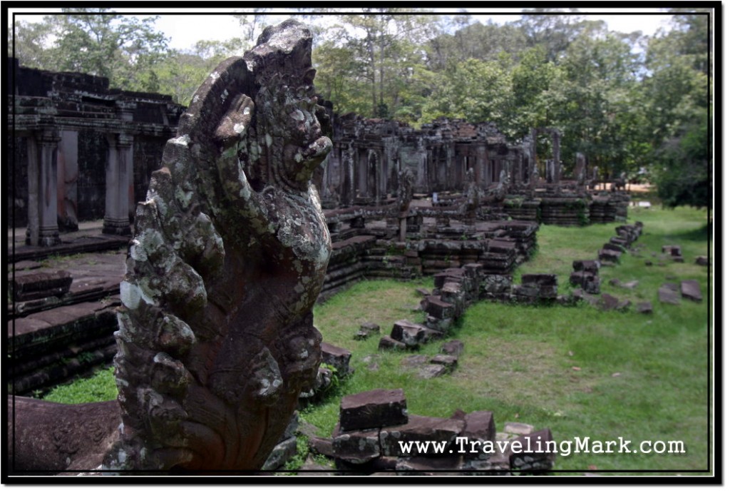 Photo: Multi-Headed Serpent Naga Guarding the Entrance to Bayon