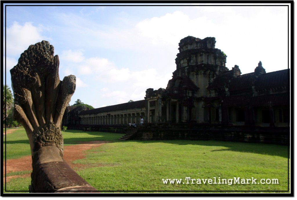 Photo: Naga, the Seven Headed Serpent as Balustrade with the Elephant Gate in the Background