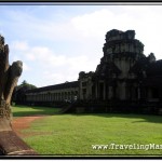 Photo: Naga, the Seven Headed Serpent as Balustrade with the Elephant Gate in the Background