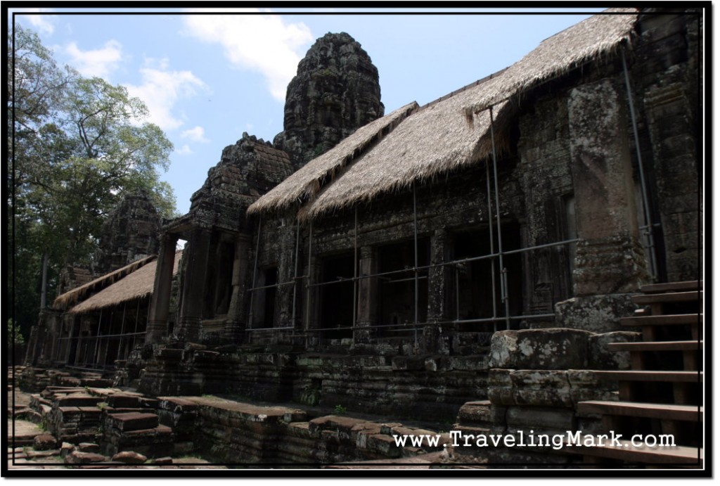Photo: Interior Wall on the North Side of Bayon Undergoing Restoration Works