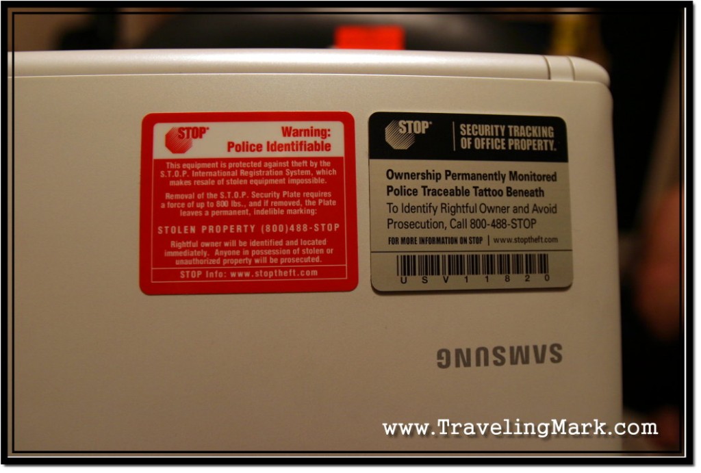 Photo: Stop Theft Tag Applied on My Samsung N150 Netbook
