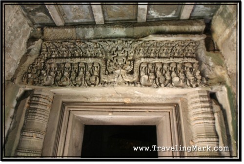 Photo: Carving of God Vishnu Garudavahana Standing on Garuda Seen on Inner Door Lintel of the Thommamnon Madapa