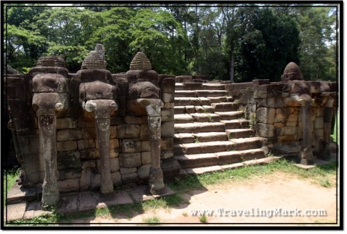 Photo: Terrace of the Elephants with Three Headed Elephants Guarding the Stairway