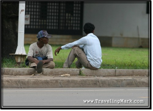 Photo: Common Picture in Cambodia - Instead of Being at Work, Lazy Locals Just Sit Around