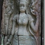 Photo: Banteay Kdei Carving of a Watchful Apsara