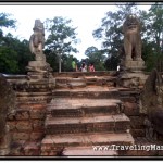 Photo: Boat Platform Steps of Sras Srang Flanked by Stone Lions