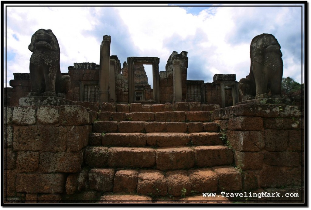 Photo: Guardian Lions at Both Sides of the Entrance to East Mebon