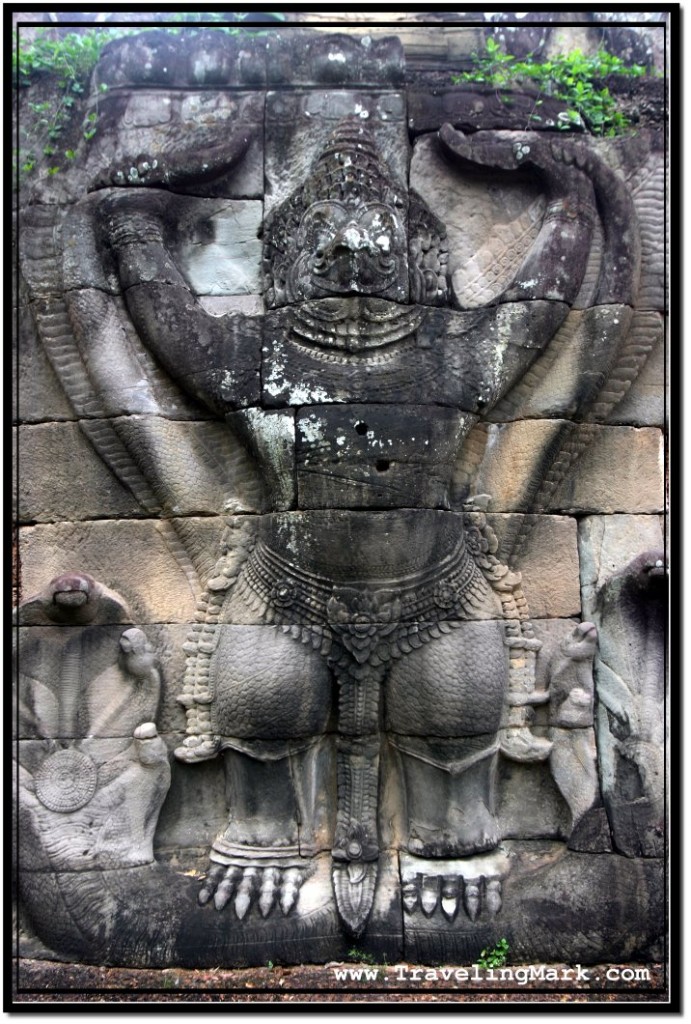 Photo: 5 Meter Tall Goruda Carvings Appear Along the Outer Wall of the Preah Khan Temple