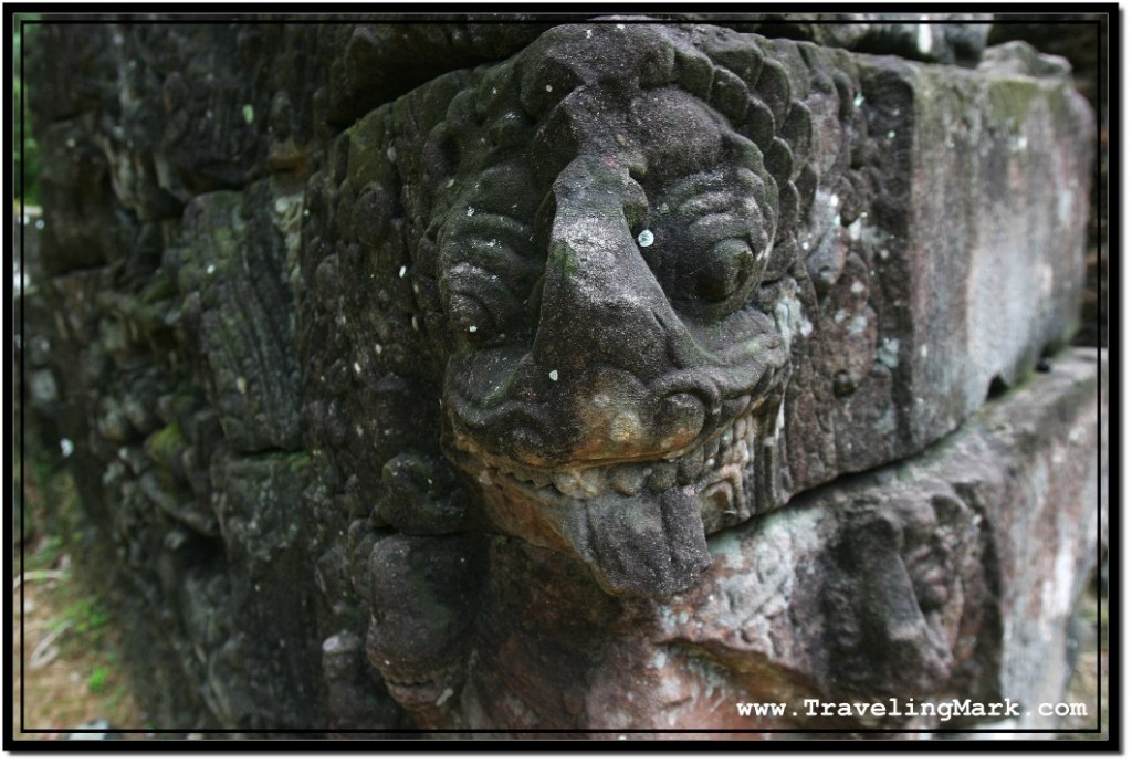 Photo: Carved Decoration on a Corner of Ta Som Temple, Angkor