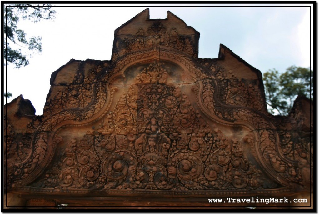 Photo: Intricately Carved Pediment Above the Entrance to Banteay Srei